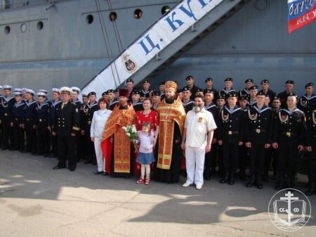 Молебен на Российском военном корабле